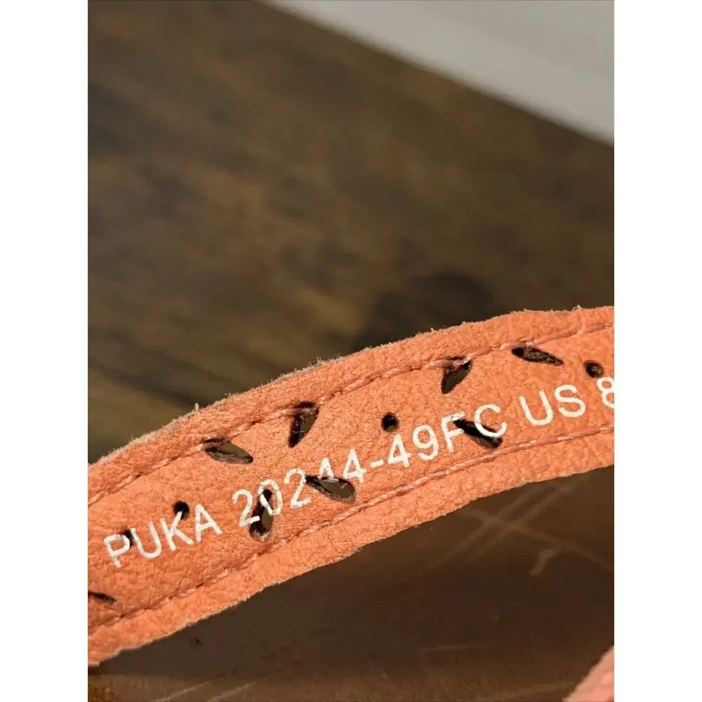 OluKai Puka Flip Flops Thong Sandals Pink/Coral Leather Women's 8 ~ Beach/Summer